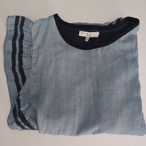 Current Air Flutter Sleeve Denim Front Blouse Sz M